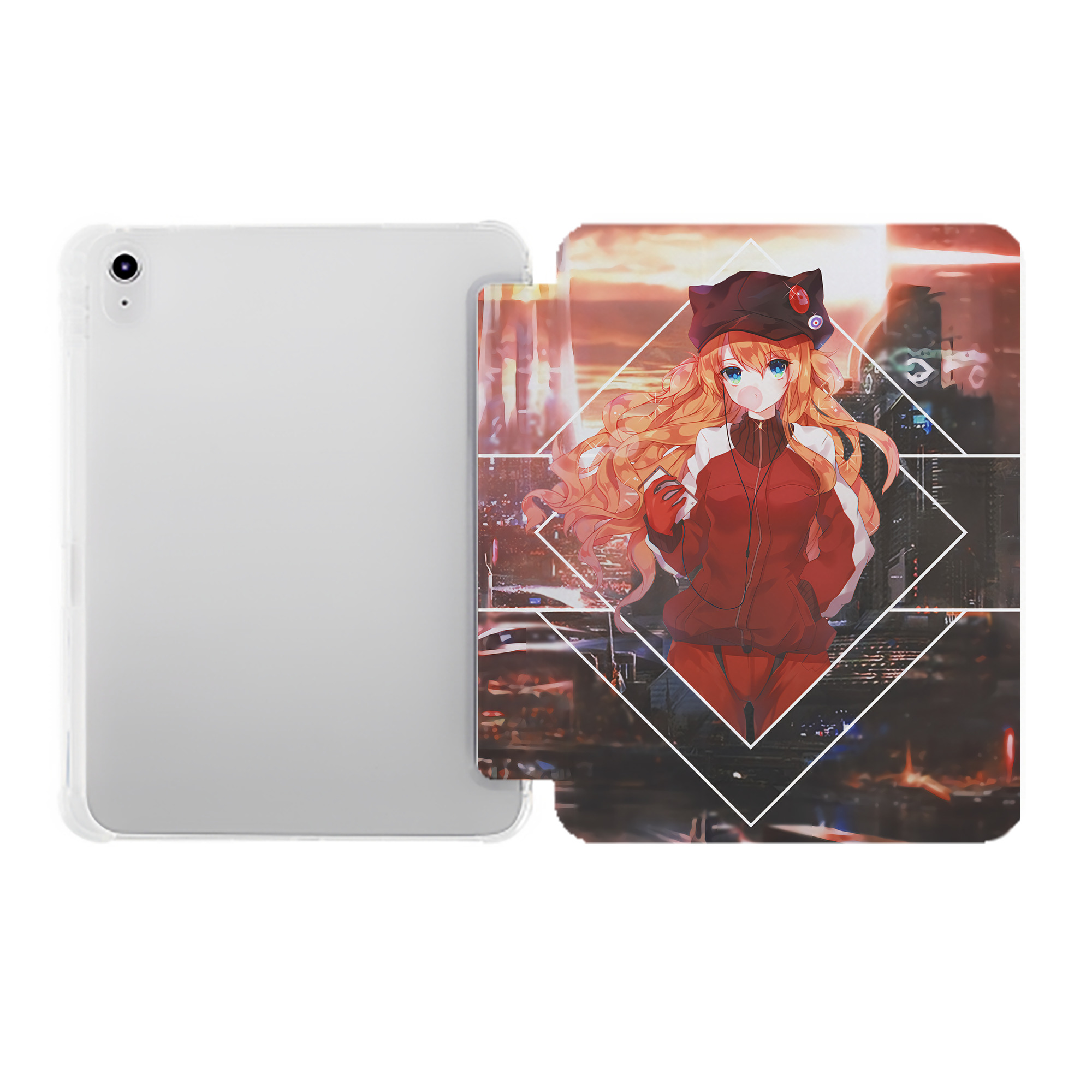 （画像用） EVA 新世紀エヴァンゲリオン IPad ケース ペン収納付き 三つ折りスタンド PUレザー×シリコン 対応機種9.5/10.5/10.9インチ